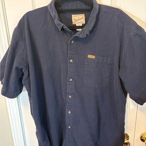 Woolrich Button Down Shirt Blue Short Sleeve Mens 2XL 100% Cotton